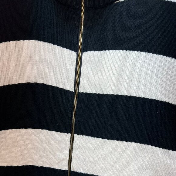 Chaps Womens Full Zip Sweater Size 3X Black White Striped Rib Knit Mock Neck Y2K - Picture 6 of 12